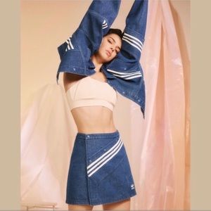 RARE Adidas Originals X Danielle Cathari Diagonal Side Stripe Denim Skirt
